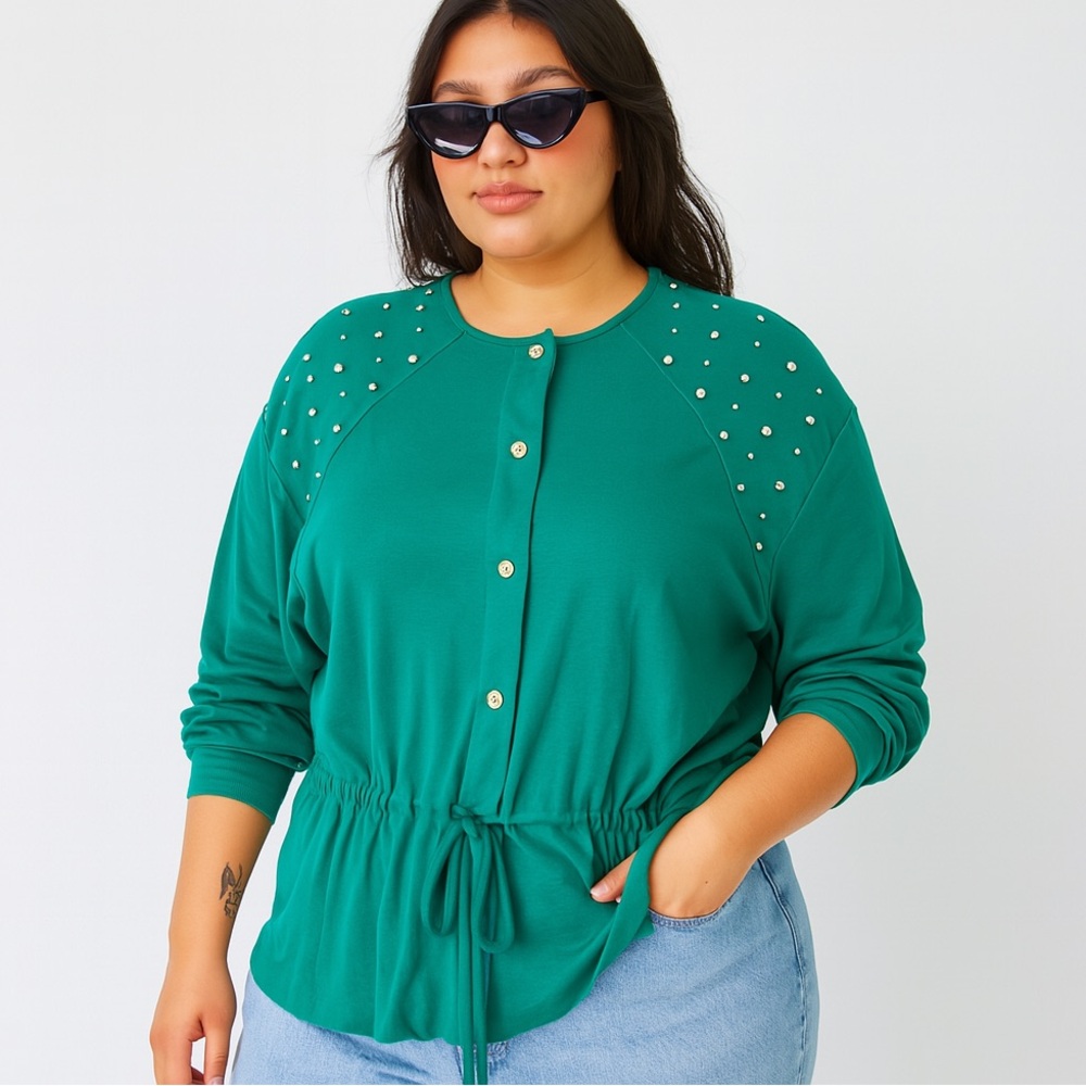 Plus Size Vintage Whimsygoth 80s Francine Browner Tie Waist Studded Top Size 22